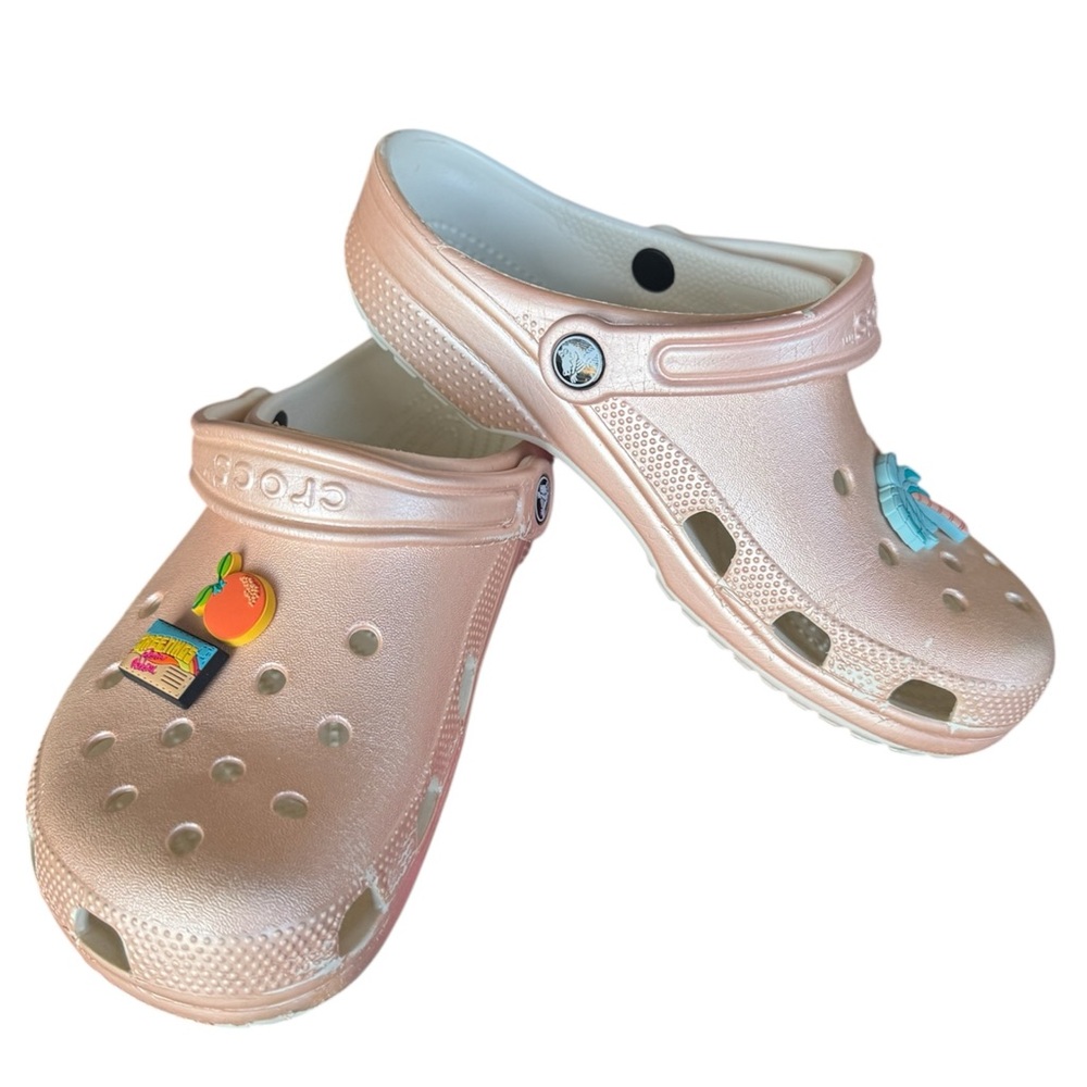 Crocs Classic Shimmer Pink Rose Clogs Pale Blush Size M7 W9 Unisex Shoes